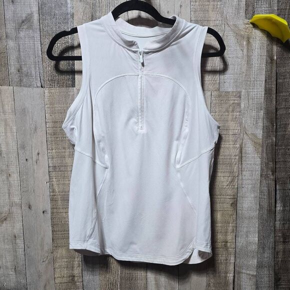 Lululemon Front Zip Mock-Neck Tennis Tank Top White 10 - Picture 2 of 5